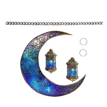 8in Blue Moon Christmas Tree Suncatcher, Acrylic Window Hanging Ornament