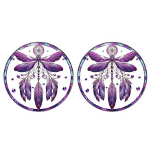 Dragonfly Dreamcatcher Pendant - Round Acrylic Color Pendant with Rope