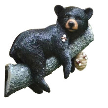Statue d'ours noir simulé enlaçant un arbre, ornement animalier pour cour ou jardin extérieur, décoration murale