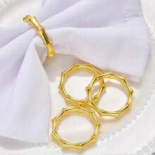 12 Bamboo Knuckle Style Gold Napkin Rings for Table Decor, Wedding, Party, Birthday