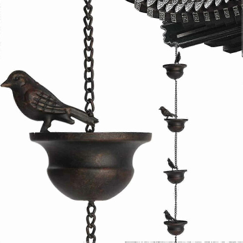 Outdoor Rain Chain Decorative Gutter Downspout, Bird Mobile Gift 60cm