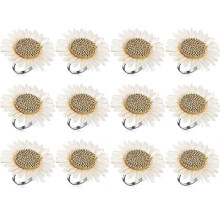 12Pcs Floral Napkin Rings, Sunflower & Daisy Napkin Holders for Table Decor
