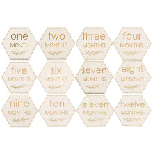 Tarjetas de madera para fotos de recién nacidos (12 unidades, color beige)