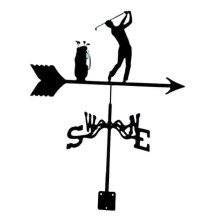 Vintage Black Golf Metal Weather Vane, Roof or Garden Wind Direction Indicator