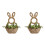 2X Hand Woven Wicker Easter Bunny Basket Hanging Wall Pocket Spring Decor 1