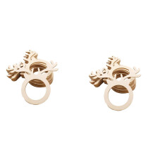100Pcs Mini Wooden Reindeer Antler Napkin Ring Place Card Holder for Christmas Party Dinner Banquet Table Decor