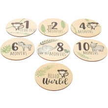 Baby Monthly Wood Growth Cards with 35 Wooden Markers