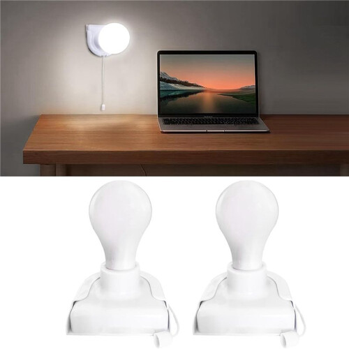 4 Pack Stick  Battery Operated Light Bulb, Closet Light Bulb, Self Adhesive Wall Mounted Light Fixture with Pull Chain 2