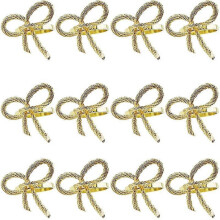12 Pcs Simple Butterfly Bow Tie Buckle Metal Napkin Rings for Hotel Restaurant