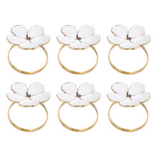 6Pcs Floral Napkin Rings, Serviette Buckles Napkin Holder for Wedding Banquet Dining Decor