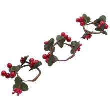 Red Berry Rustic Napkin Rings, Serviette Holders for Wedding Christmas Table Decor