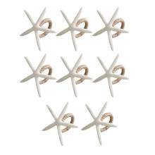 Handmade 8-Piece White Faux Sea Star Napkin Ring Holder for Wedding, Party, Dining