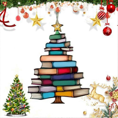 3pcs Book Tree Card Catcher Ornaments, Christmas Tree Book Theme 2