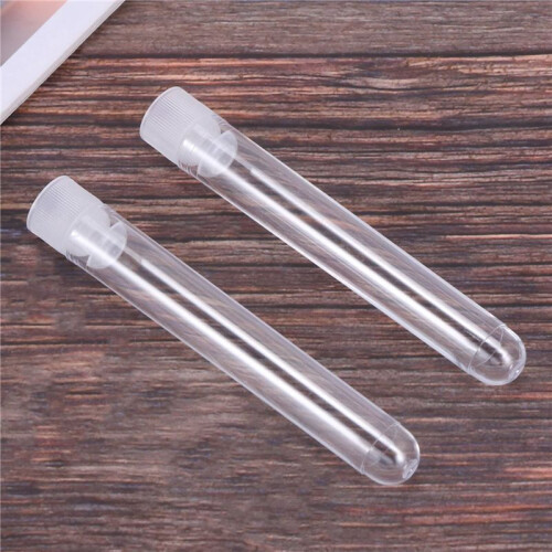 600Pcs Clear Plastic Test Tubes with White Screw Caps Sample Containers Bottles Push Caps 12X75mm 1
