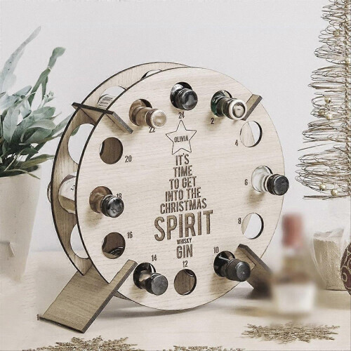Christmas Calendar Wooden Tree Bottle Rack for Beer Storage 1