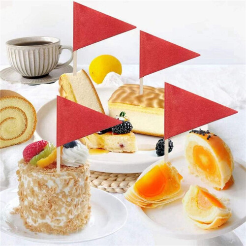 200 Pcs Solid Red Toothpick Flags Small  Plain Red Color Stick Cupcake Toppers Flags DIY Decoration 2