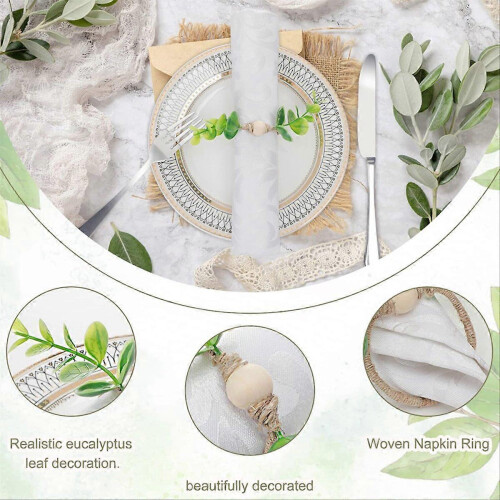 12Pcs Eucalyptus Napkin Rings for Dining Table Decor 2