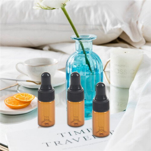 60Pcs 3Ml Empty Brown Glass Dropper Bottles with Pipette for Essential Oil 1