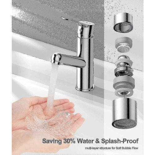 Rubinetto miscelatore per lavabo da appoggio in ottone con doccetta estraibile e controllo dell'acqua calda e fredda. 1