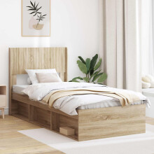vidaXL Bed Frame with Storage and Headboard Sonoma Oak 75 x 190 cm