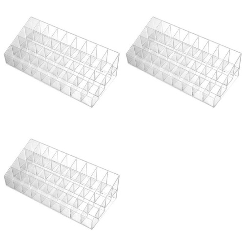 3X 36 Grid Transparent Acrylic Lipstick Storage Rack Cosmetic Display Rack