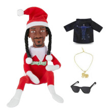 Superior Christmas Rapper Doll Ornament Snoop on A Stoop Removable T-shirt Sunglasses Necklace Santa