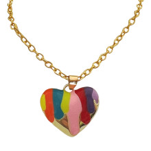 (Necklace) Gold Heart Necklace & Earrings Set for Dresses
