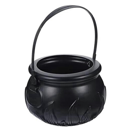 2X Black Plastic Witch Cauldron Kettle, St Patrick's Wizard Cauldron Decoration, Candy Bucket 2