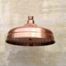 Ducha Fixa de Cobre, 20 cm, Alta Pressão, Ângulo Ajustável, Efeito Chuva, Acabamento Dourado