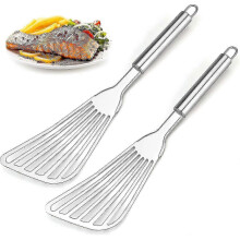 Conjunto de espátulas para peixe em aço inoxidável, 2 peças, resistente, com lâmina espessa para uso profissional