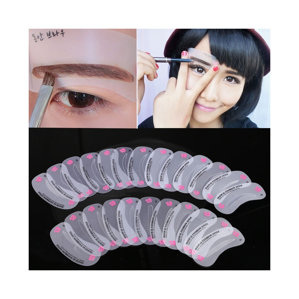 Phui-Pet-Supplies 24Pcs Reusable Eyebrow Stencil Set, Diy Makeup Kit