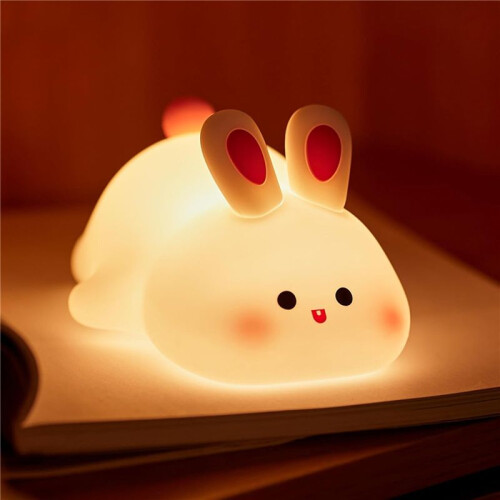 2X Rabbit Night Light,Cute Silicone Lamp, Dimmable Light  Bunny, Night Lamp,Rechargeable Bunny Nightlight 1