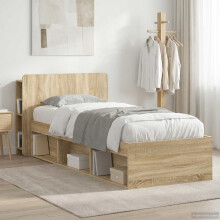 vidaXL Bed Frame with Storage Sonoma Oak 75 x 190 cm Engineered Wood