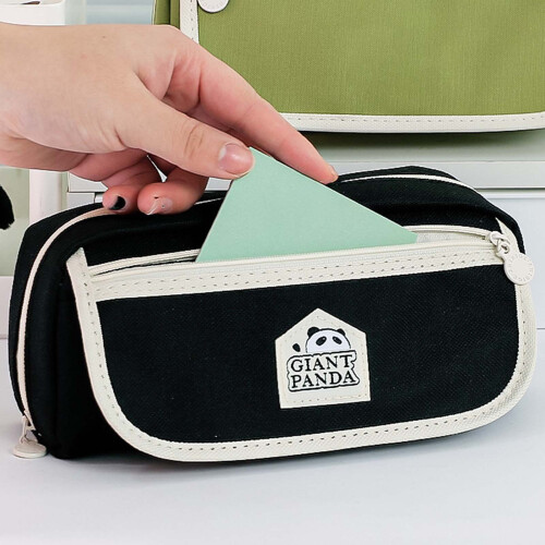 (Black) Large Pencil Bag for Students - School Organizer 1