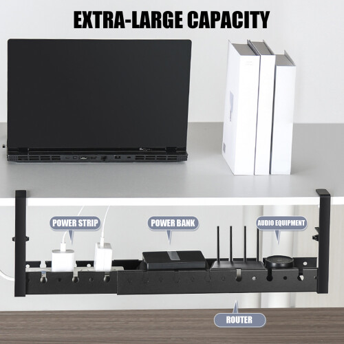 Adjustable Under Desk Cable Management Tray-White 40 to 78cm 1