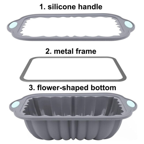 2X Brödbröd i Silikon  Design Klassisk Räfflade Rostat Brödform Metallförstärkt Ram Säker Bakform,A 2