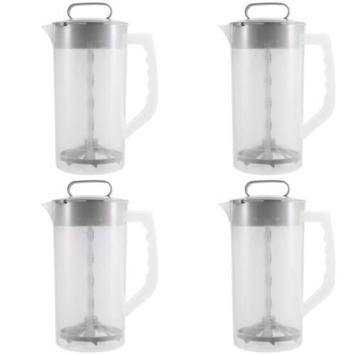4X Mixing Pitcher for Drinks,2 Quart/64oz Plastic Water Pitcher with Lid,Easy-Mix Juice Container,Angled Plastic Blades