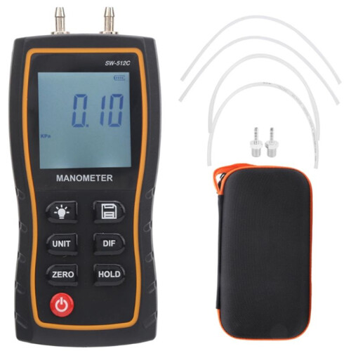 Lufttrycksmätare SW‑512C Digital Manometer HVAC Lufttrycksmätare Differensiellt Lufttrycksmätare