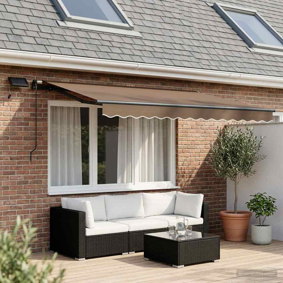 Vidaxl Retractable Awning Taupe 300 X 250 Cm Fabric And Aluminium