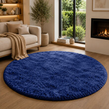 (120x120cm Round, Navy) Shaggy Rug-Non Slip Faux Fur Extra Large Area Rugs for Livingroom Bedroom Carpet