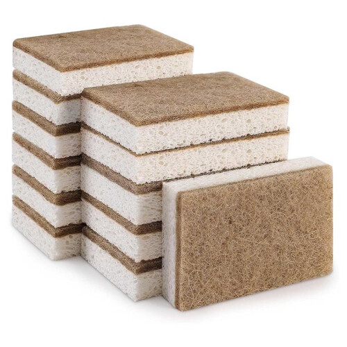 Eco-Friendly Natural Sponges for Dishes 72 Pack - Biodegradable Kitchen Sponge with Compostable Coconut Scrubber 1
