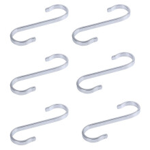 6X Stainless Steel S Shape Hooks Powerful Kitchen Hanger Clasp Rack Clothes Holder, 19X19mm