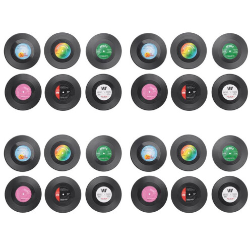 24pieces  Retro Vinyl Disc Drink Coasters