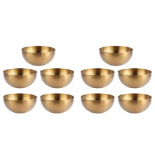 10X Large Capacity Stainless Steel Salad Bowls Korean Soup Rice Noodle Ramen Bowl Kitchen Food Container,Gold,15X7CM