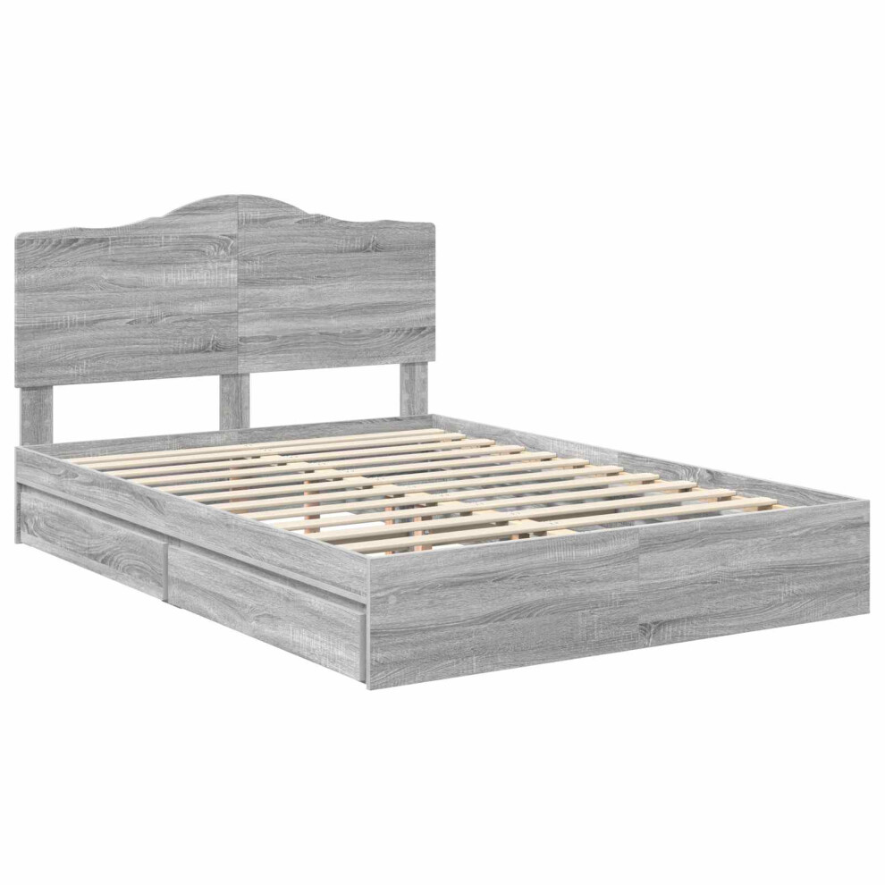Vidaxl Storage Bed Grey Sonoma 150 X 200 Cm Engineered Wood