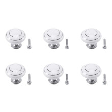 6 X Ceramic Door/Wardrobe/Cabinet/Cupboard Knob Handle Drawer White