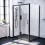 NES Home 1400mm Black Sliding Door 800mm Frameless Side Panel & Slate Grey Tray 1
