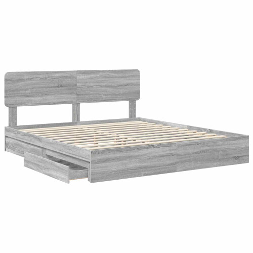 VidaXL vidaXL Storage Bed Grey Sonoma 180 x 200 cm Engineered Wood 1