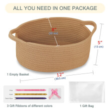 COMSE Small Woven Basket with Gift Bags and Ribbons Gift Basket Empty