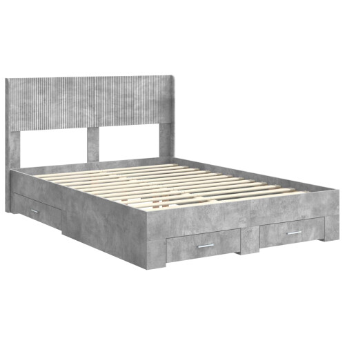 VidaXL vidaXL Bed Frame with Storage and Headboard Concrete Grey 1